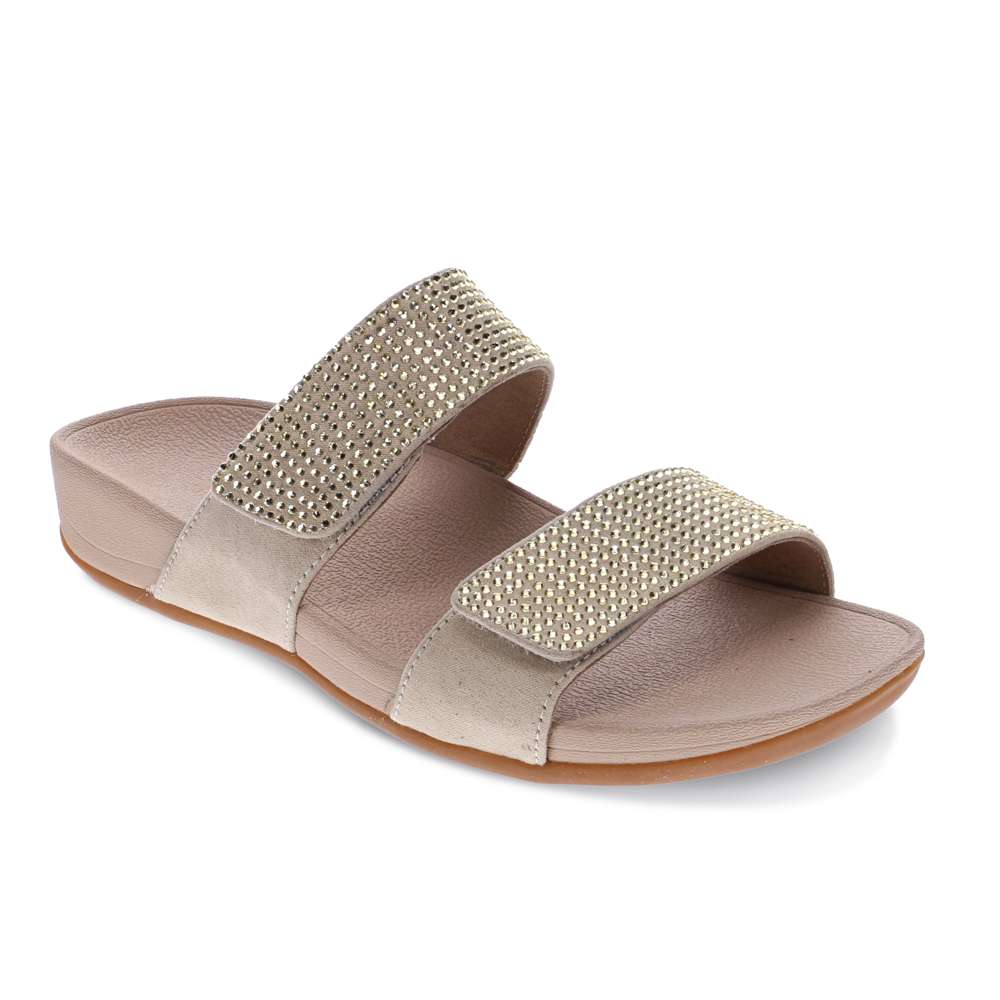 Avoca Slide Sandal - Champagne Rhinestone