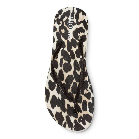 Noosa Print Toe Post Sandal - Black Leopard