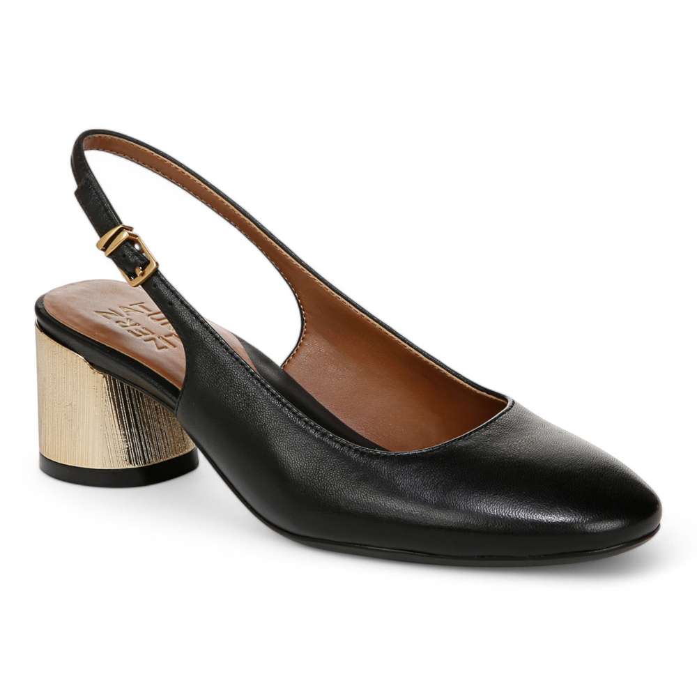 Lane Slingback Pump - Black Leather