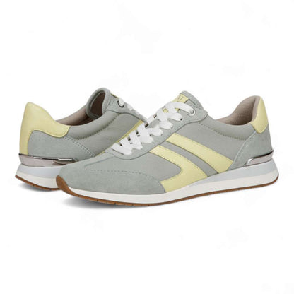 Lorena Lace Up Sneaker - Pistachio Fabric & Suede