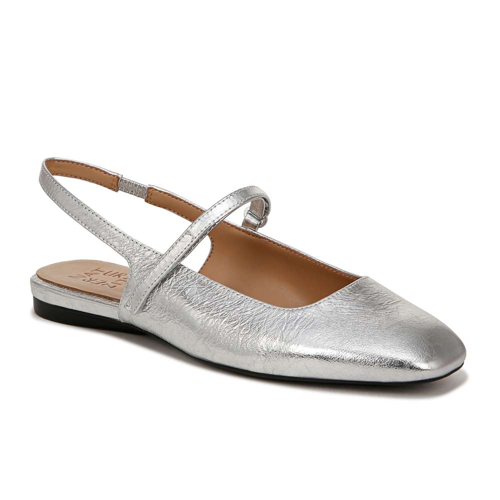 Connie Mary Jane Slingback Flat - Silver