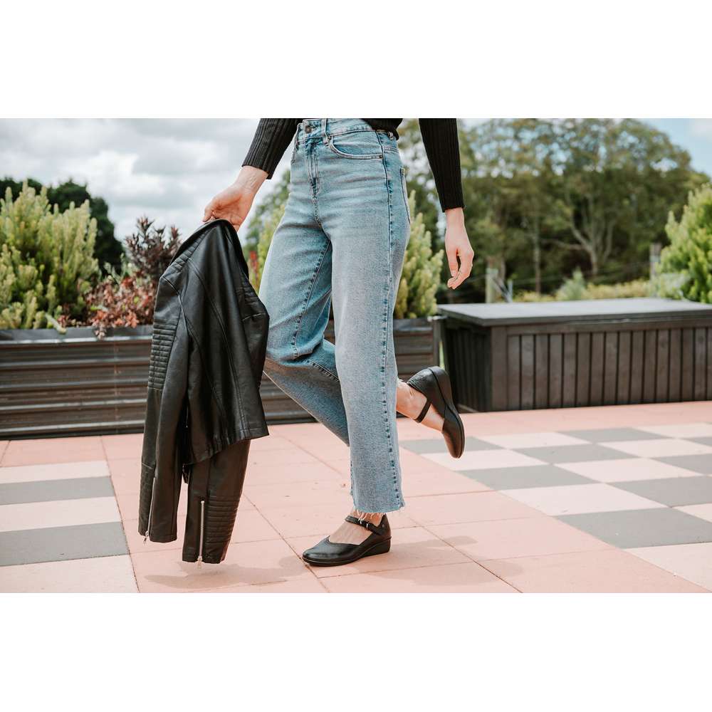 Narita Mary-Jane Flats - Black Pebble