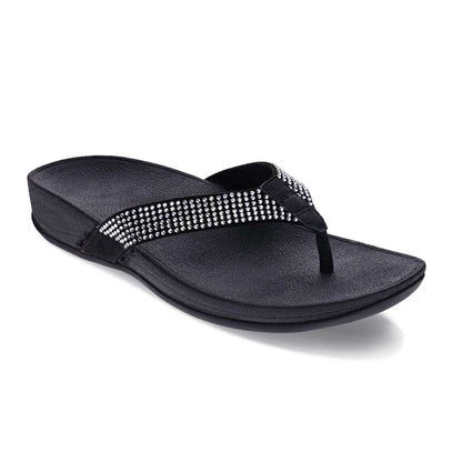 Allora Toe Post Sandal - Black Rhinestone