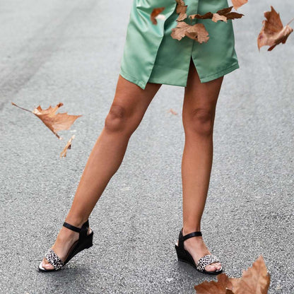 Nelly Wedge Sandal - Black Ocelot