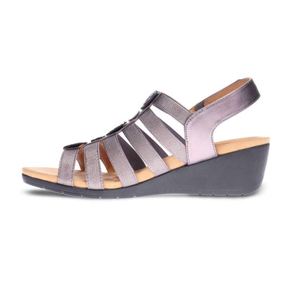 Bari Floral Wedge Sandal - Gunmetal