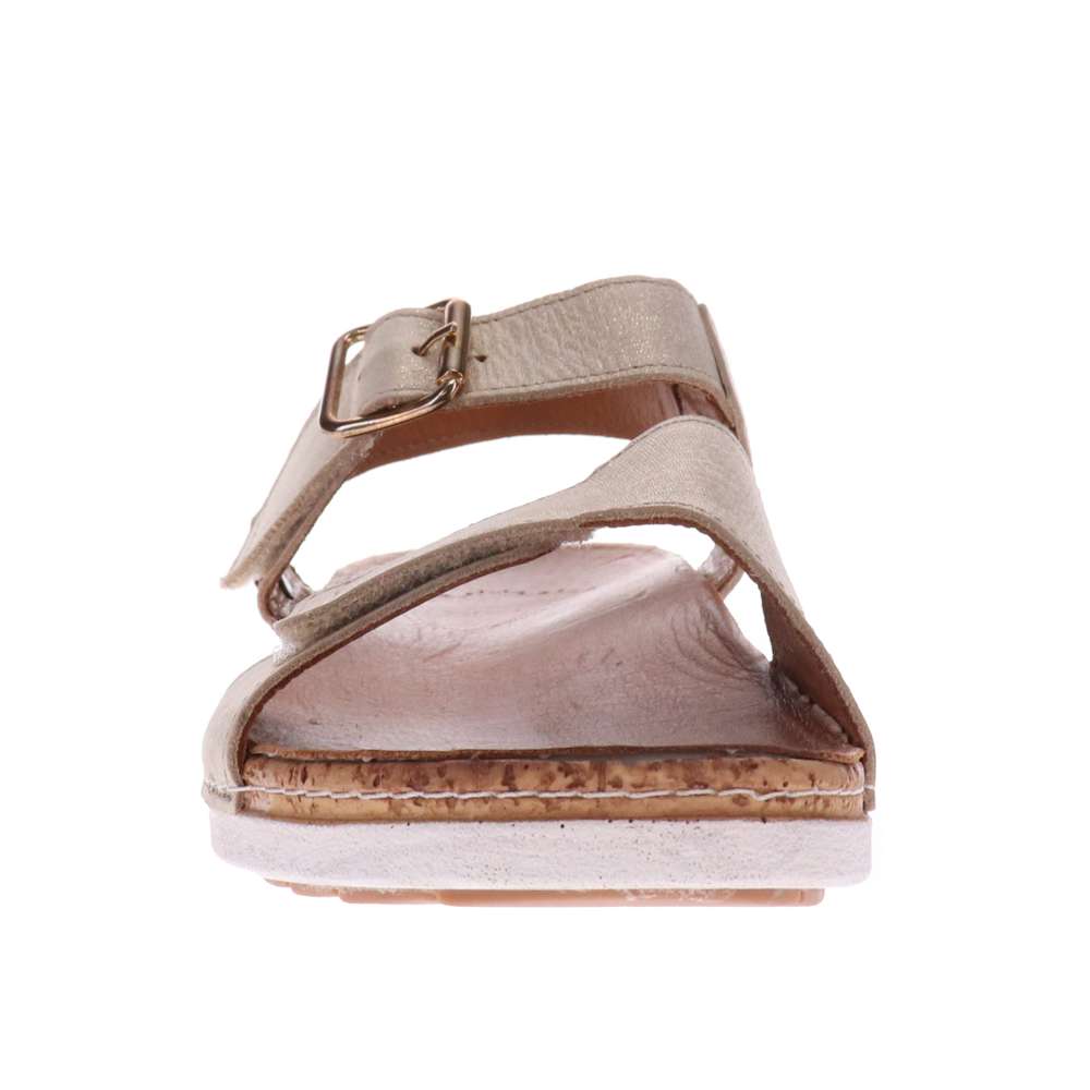 Georgia Back Strap Sandal - Gold Linen