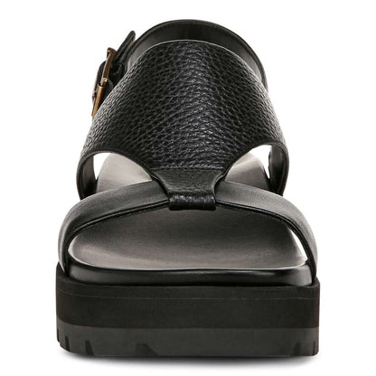 Alondra Platform Lug Sandal - Black Leather