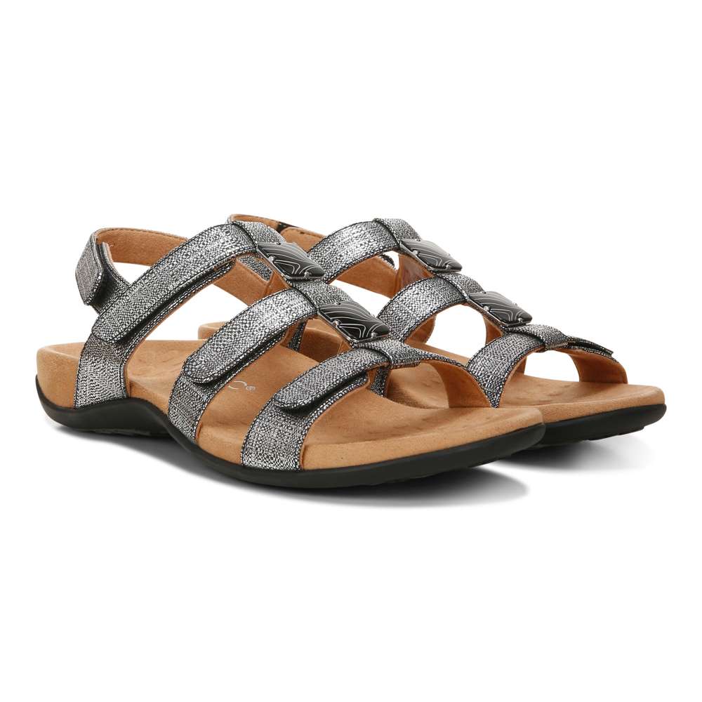 Amber Adjustable Sandal - Black Metallic