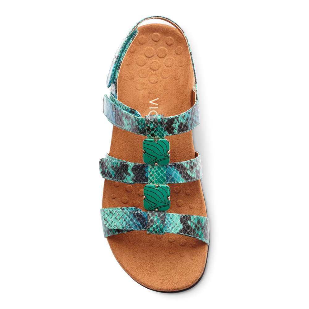 Amber Adjustable Sandal - Teal Snake