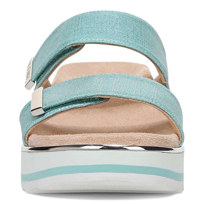 Brandie Flatform Slide Sandal - Aqua Metallic