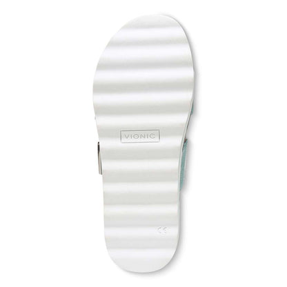 Brandie Flatform Slide Sandal - Aqua Metallic