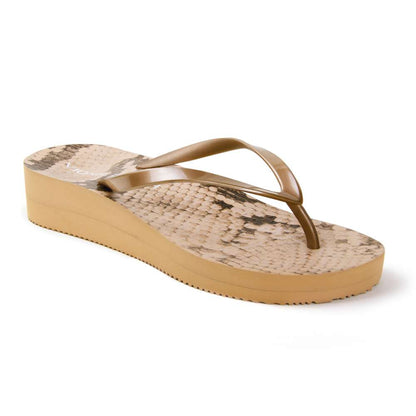 Coogee Wedge Toe Post Sandal - Bronze Snake