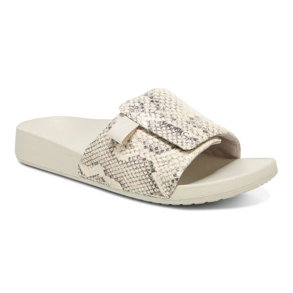 Keira Slide Sandal - Cream Snake