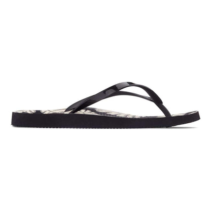 Noosa Print Toe Post Sandal - Palm Black