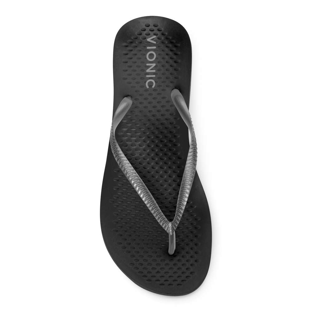 Noosa Solid Toe Post Sandal - Black/Pewter