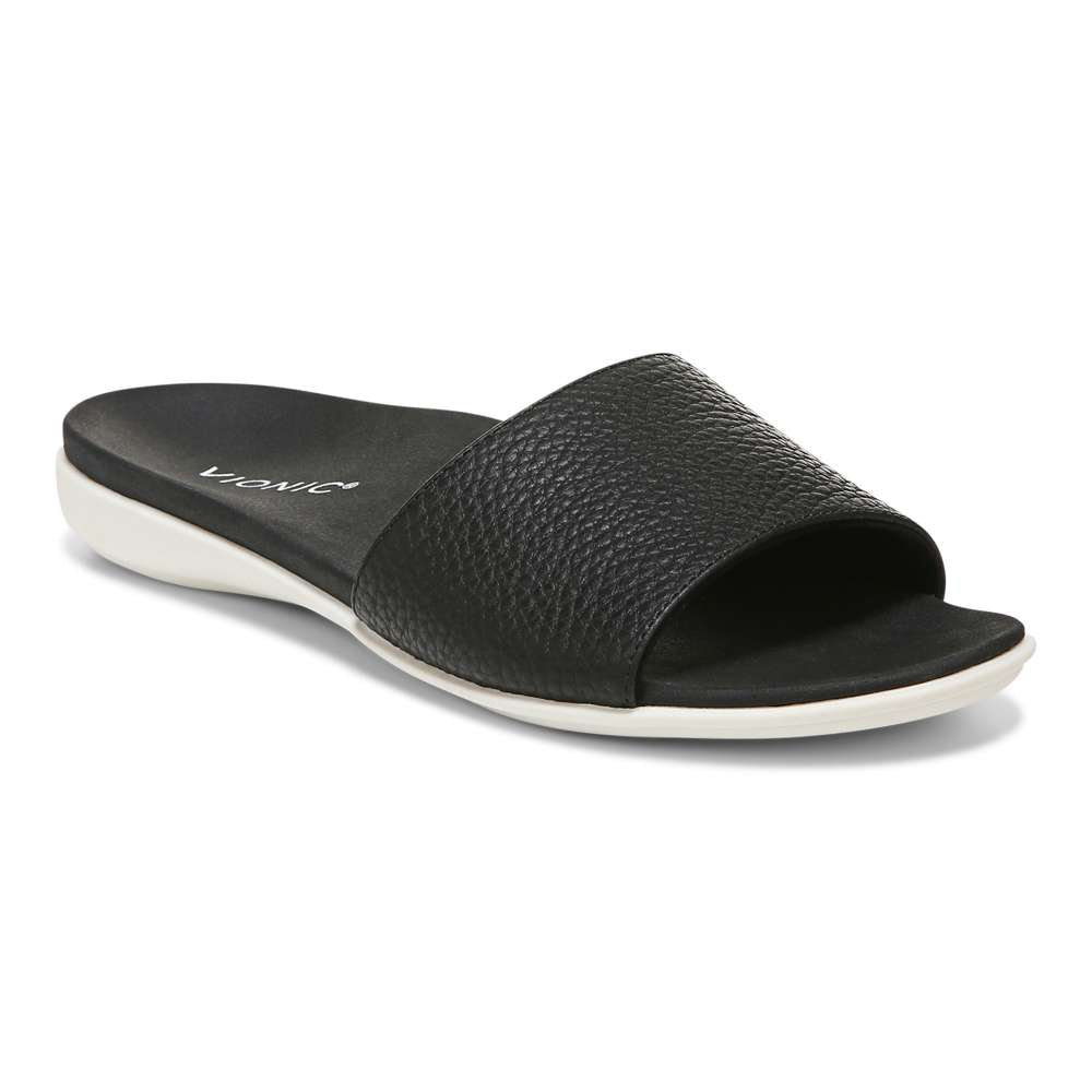 Val Slide Sandal - Black Tumble